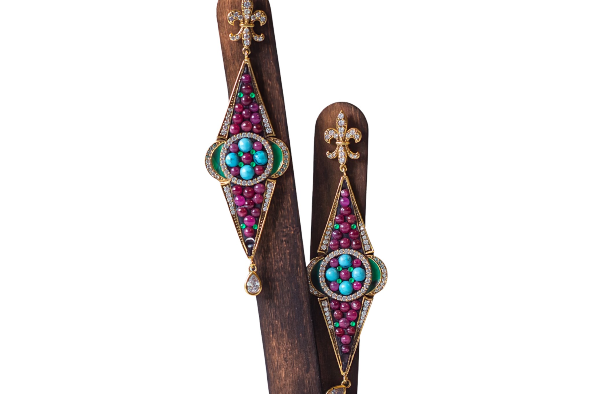 Ruby Spire, Turquoise, Zircon & Ruby Drops